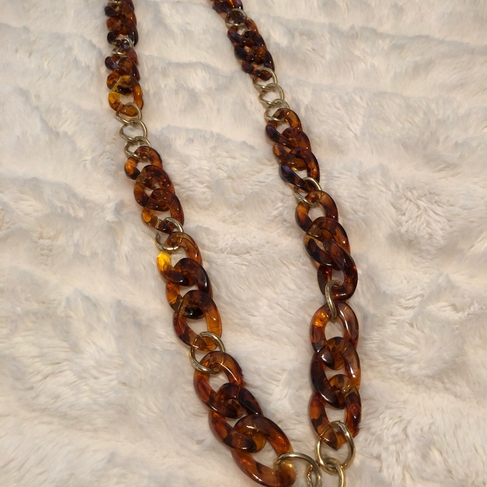 Long Cheetah Print and Gold Necklace